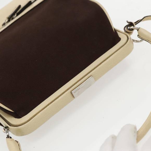 PRADA Hand Bag Canvas Silver Brown Auth 96183 - Picture 6 of 16